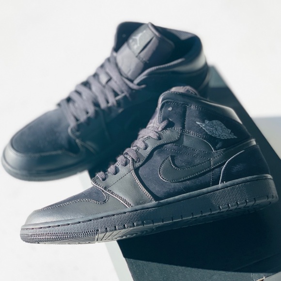 Jordan Other - AIR JORDAN 1 MID “TRIPLE BLACK” 2018 LEATHER+SUEDE
